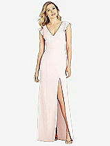 Front View Thumbnail - Blush Ruffled Sleeve Mermaid Dress with Front Slit