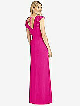 Rear View Thumbnail - Think Pink Ruffled Sleeve Mermaid Dress with Front Slit