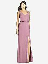 Front View Thumbnail - Dusty Pink Blouson Bodice Mermaid Dress with Front Slit