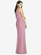 Rear View Thumbnail - Dusty Pink Blouson Bodice Mermaid Dress with Front Slit