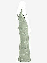 Rear View Thumbnail - Vintage Primrose Sage Blouson Bodice Mermaid Dress with Front Slit