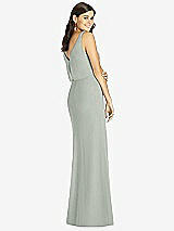 Rear View Thumbnail - Willow Green Blouson Bodice Mermaid Dress with Front Slit