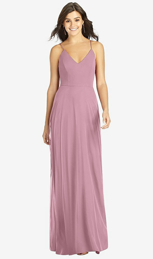 Front View - Dusty Pink Criss Cross Back A-Line Maxi Dress