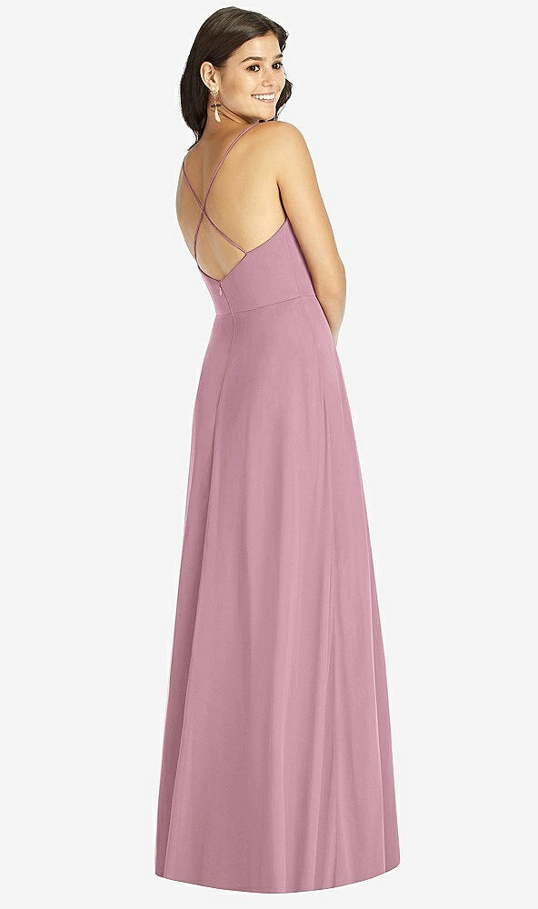 Back View - Dusty Pink Criss Cross Back A-Line Maxi Dress