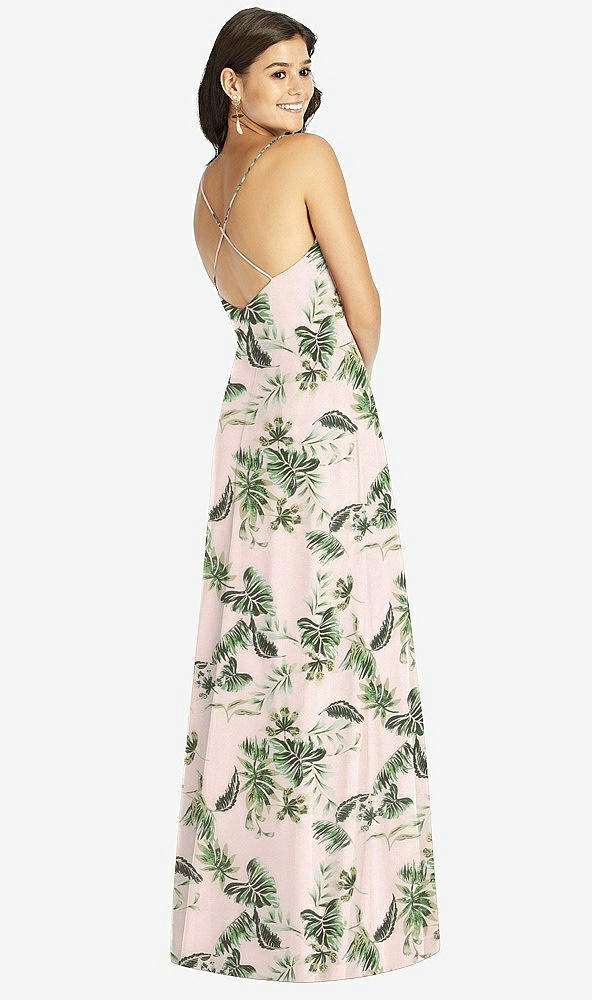 Back View - Palm Beach Print Criss Cross Back A-Line Maxi Dress