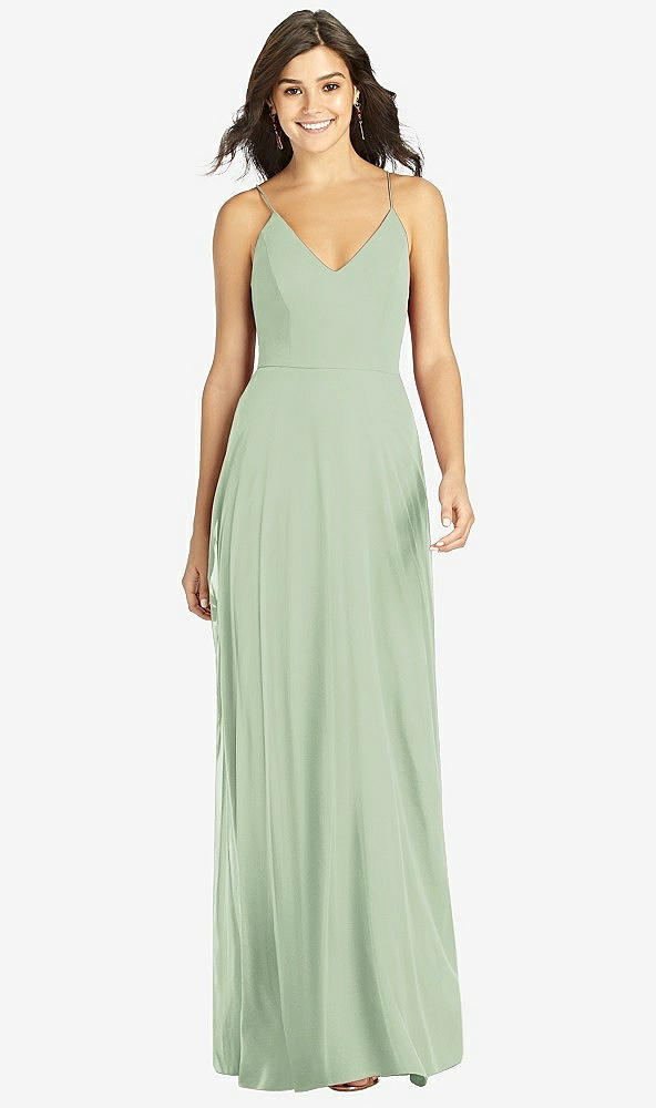 Front View - Celadon Criss Cross Back A-Line Maxi Dress