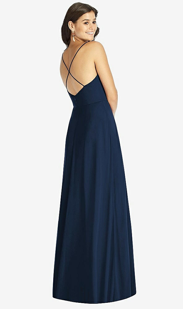 Back View - Midnight Navy Criss Cross Back A-Line Maxi Dress