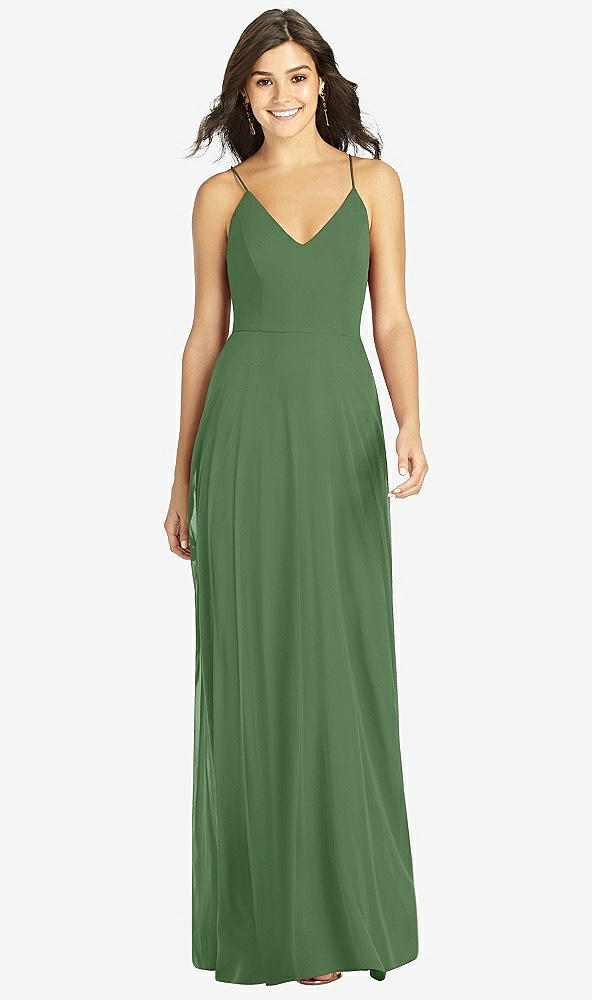 Front View - Vineyard Green Criss Cross Back A-Line Maxi Dress