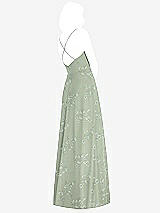 Rear View Thumbnail - Vintage Primrose Sage Criss Cross Back A-Line Maxi Dress