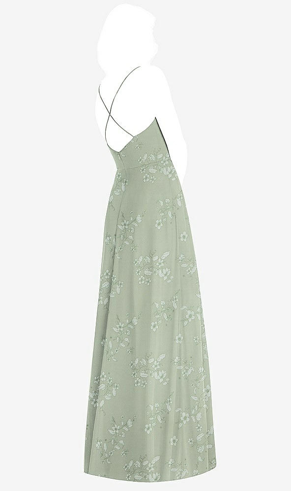 Back View - Vintage Primrose Sage Criss Cross Back A-Line Maxi Dress