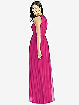 Rear View Thumbnail - Think Pink Shirred Skirt Jewel Neck Halter Dress with Front Slit
