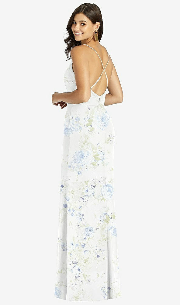 Back View - Bleu Garden Criss Cross Back Mermaid Wrap Dress