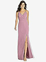 Front View Thumbnail - Dusty Pink Criss Cross Back Mermaid Wrap Dress