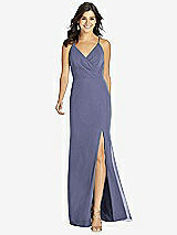 Front View Thumbnail - French Blue Criss Cross Back Mermaid Wrap Dress