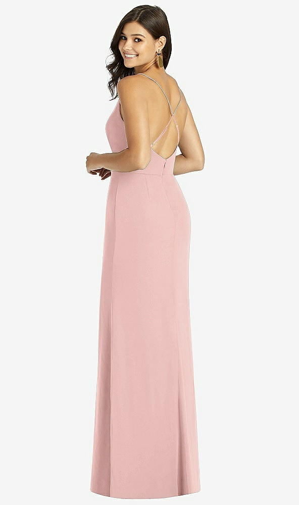 Back View - Rose - PANTONE Rose Quartz Criss Cross Back Mermaid Wrap Dress