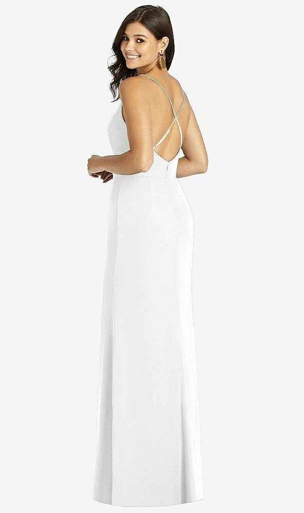 Back View - White Criss Cross Back Mermaid Wrap Dress