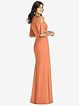 Rear View Thumbnail - Sweet Melon Ruffle Cold-Shoulder Mermaid Maxi Dress