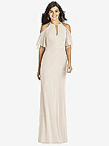 Front View Thumbnail - Oat Ruffle Cold-Shoulder Mermaid Maxi Dress