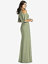 Rear View Thumbnail - Sage Ruffle Cold-Shoulder Mermaid Maxi Dress