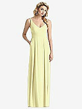 Front View Thumbnail - Butter Yellow Sleeveless Pleated Skirt Maxi Dress with Pockets