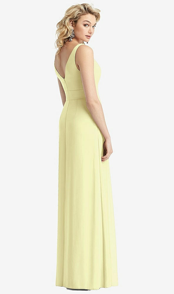 Back View - Butter Yellow Sleeveless Pleated Skirt Maxi Dress with Pockets