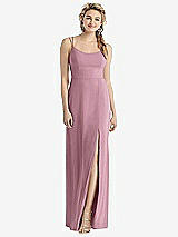 Rear View Thumbnail - Dusty Pink Cowl-Back Double Strap Maxi Dress with Side Slit