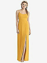 Rear View Thumbnail - NYC Yellow Cowl-Back Double Strap Maxi Dress with Side Slit
