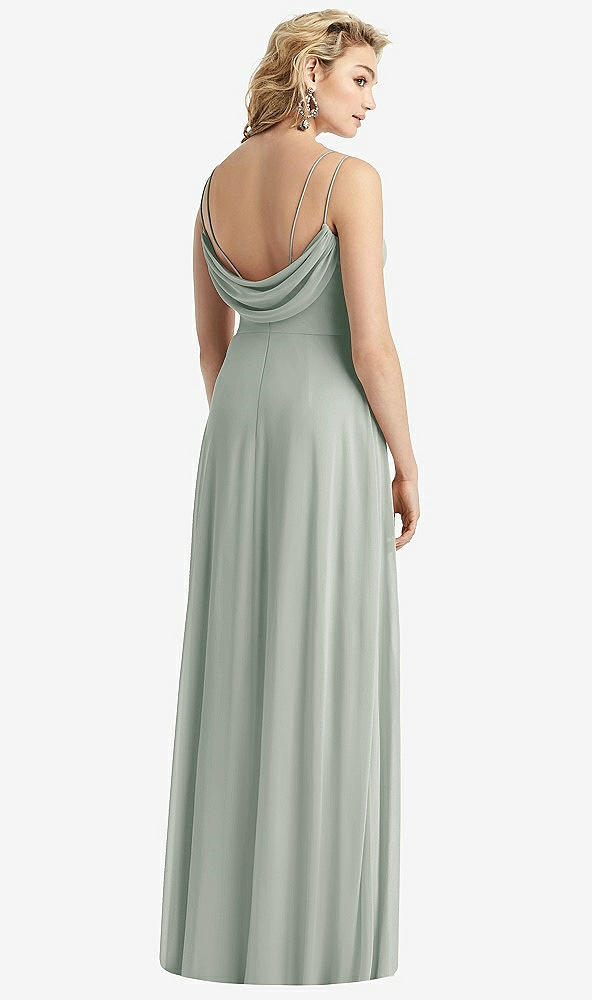 Front View - Willow Green Cowl-Back Double Strap Maxi Dress with Side Slit