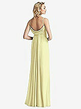 Front View Thumbnail - Butter Yellow Shirred Sash Cowl-Back Chiffon Trumpet Gown