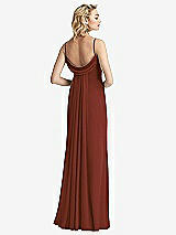 Front View Thumbnail - Auburn Moon Shirred Sash Cowl-Back Chiffon Trumpet Gown