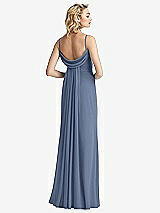 Front View Thumbnail - Larkspur Blue Shirred Sash Cowl-Back Chiffon Trumpet Gown