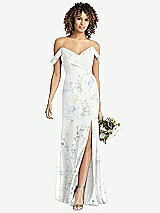 Front View Thumbnail - Bleu Garden Off-the-Shoulder Criss Cross Bodice Trumpet Gown