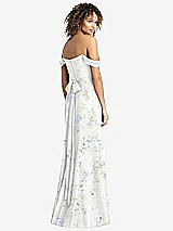 Rear View Thumbnail - Bleu Garden Off-the-Shoulder Criss Cross Bodice Trumpet Gown