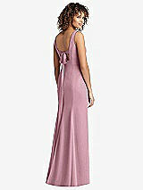 Front View Thumbnail - Dusty Pink Sleeveless Tie Back Chiffon Trumpet Gown