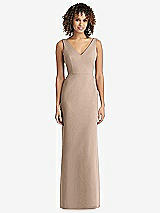 Rear View Thumbnail - Topaz Sleeveless Tie Back Chiffon Trumpet Gown