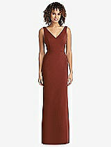 Rear View Thumbnail - Auburn Moon Sleeveless Tie Back Chiffon Trumpet Gown