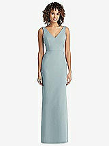 Rear View Thumbnail - Morning Sky Sleeveless Tie Back Chiffon Trumpet Gown