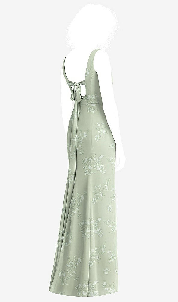 Front View - Vintage Primrose Sage Sleeveless Tie Back Chiffon Trumpet Gown