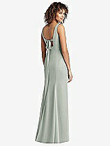 Front View Thumbnail - Willow Green Sleeveless Tie Back Chiffon Trumpet Gown