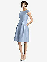 Front View Thumbnail - Cloudy Cap Sleeve Pleated Cocktail Dress with Pockets