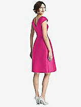 Rear View Thumbnail - Think Pink Cap Sleeve Pleated Cocktail Dress with Pockets