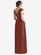 Rear View Thumbnail - Auburn Moon Cap Sleeve Pleated Skirt Dress with Pockets