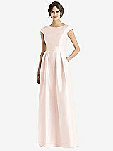 Front View Thumbnail - Blush Cap Sleeve Pleated Skirt Dress with Pockets