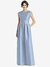 Front View Thumbnail - Cloudy Cap Sleeve Pleated Skirt Dress with Pockets