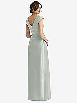 Rear View Thumbnail - Willow Green Cap Sleeve Pleated Skirt Dress with Pockets
