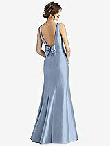 Rear View Thumbnail - Cloudy Sleeveless Satin Trumpet Gown with Bow at Open-Back