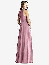 Rear View Thumbnail - Dusty Pink Sleeveless Halter Chiffon Maxi Dress