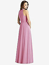 Rear View Thumbnail - Powder Pink Sleeveless Halter Chiffon Maxi Dress
