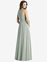 Rear View Thumbnail - Willow Green Sleeveless Halter Chiffon Maxi Dress