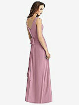 Rear View Thumbnail - Dusty Pink Sleeveless V-Neck Chiffon Wrap Dress